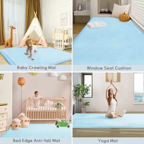 Baby Play Mat for Floor Nursery Muscle Area Rug Playroom Rug 59"x59" Elastic Foam 1.3" Thick Crawling Mat for Babies