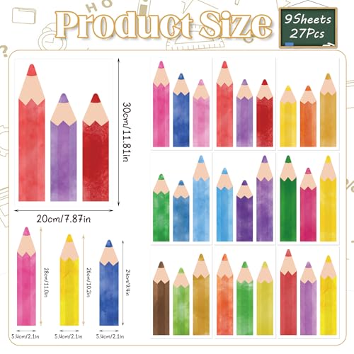 Colored Pencils Window Clings for Glass Windows (27 Count)