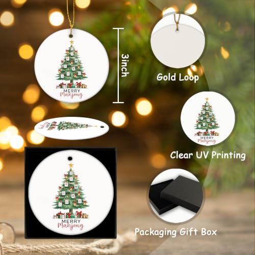 Gold Bell Mahjong Christmas Tree Ceramic Ornament Gifts