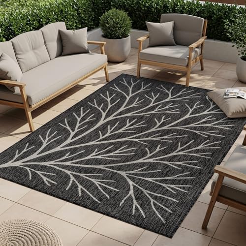 Washable Indoor Outdoor Rug 10x14 Modern Area Rugs Branch Pattern Non Shedding Waterproof Easy Clean Patio Deck Porch Living Room Bedroom Garden RV (140 Sq Ft)