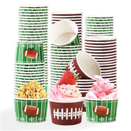 120Pcs 12oz Football Ice Cream Cups for Hot or Cold Food (12 Count)