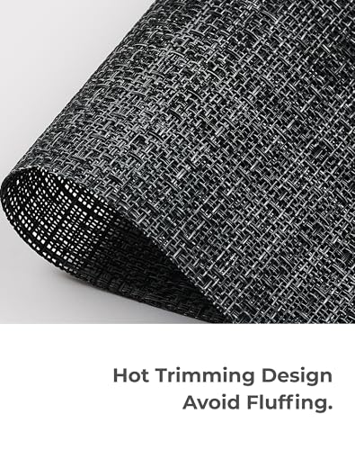 Black and Grey Woven Placemats Set of 8 (8 Count)