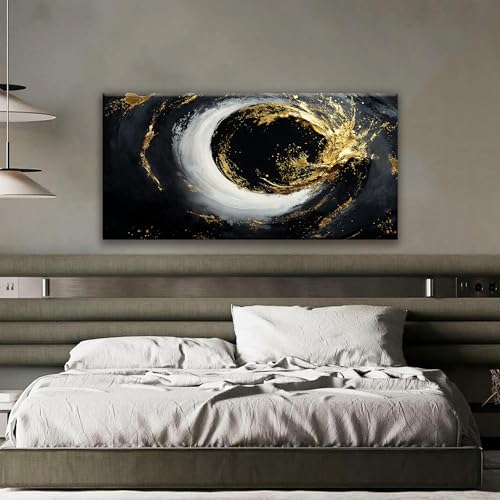 Abstract Wall Art For Living Room Modern Canvas Art Wall Decor Print Painting Abstract Wall Decor Pictures Black And Gold Wall Art Picture For Bedroom Hotel Home Artwork 24 X 48 Inch