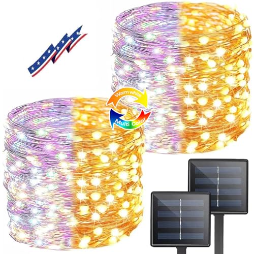 Solar Christmas String Lights Outdoor 2Pack 200LED (2 Count)