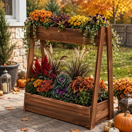 36" 2 Tier Freestanding Elevated Wooden Raised Garden Bed