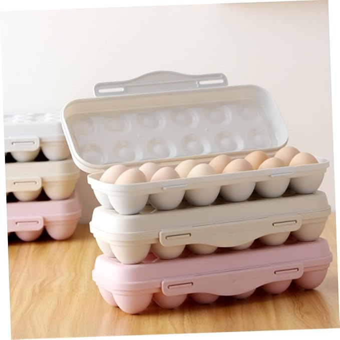NUOBESTY Stackable 12 Grids Egg Storage Container Lid Refrigerator Egg Holder for Kitchen Organization