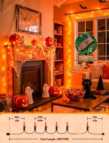 100 Count Orange Halloween String Lights Outdoor