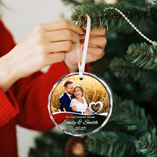 First Christmas Married Ornament 2026 Personalized Wedding Gift for Couples