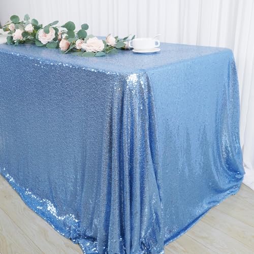 Sequin Tablecloth 60x102 Inch Baby Blue for Wedding Party