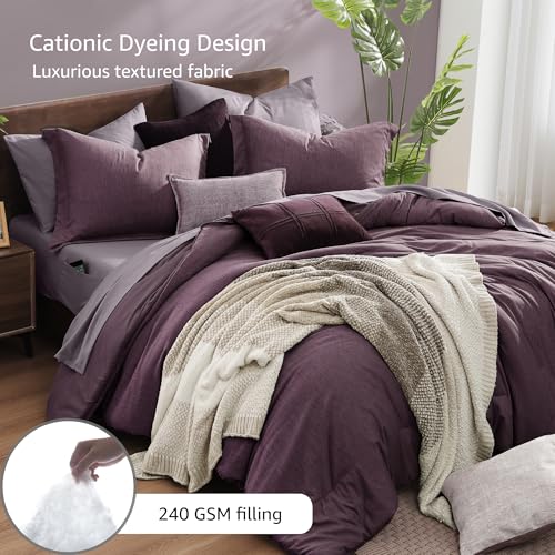 King Size Comforter Set 7 Pieces Italian Plum Bed in a Bag