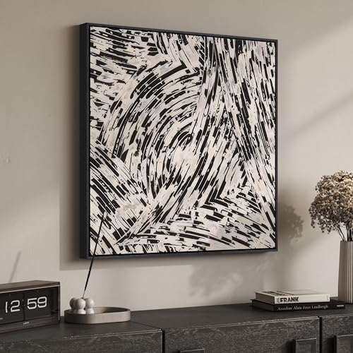 Framed Black and White Abstract Wall Art