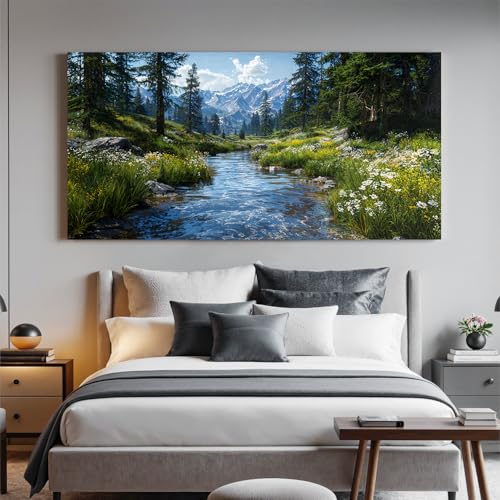 Large Green Landscape Wall Art For Living Room Nature Wall Art 35"X70"