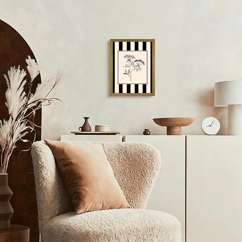 Black and White Floral Wall Art Framed Canvas Painting