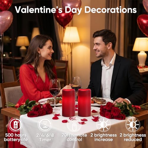 3"x6" Red Flameless Candles with Remote (2 Count)
