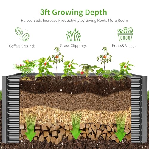 6x3x3ft Rectangular Galvanized Raised Garden Beds