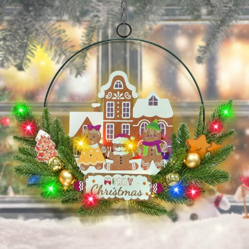 Light up Christmas Wreaths for Front Door