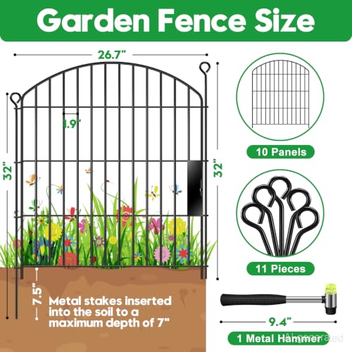 Decorative Garden Fence with gate 32in (26.7 Sq Ft)