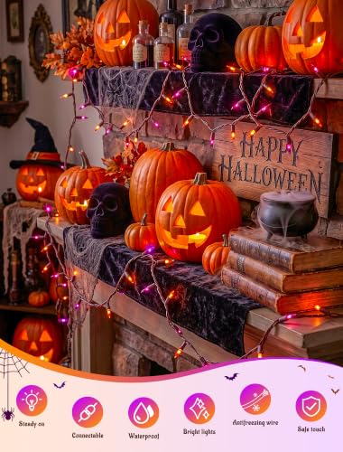 Orange and Purple Halloween Lights (50 Count)