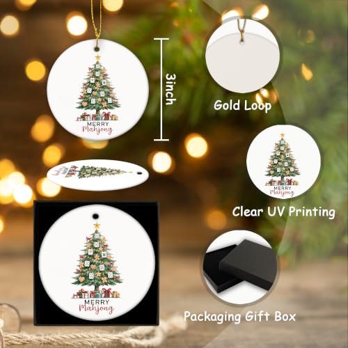 Gingerbread Cookie Mahjong Christmas Tree Ceramic Ornament Gifts