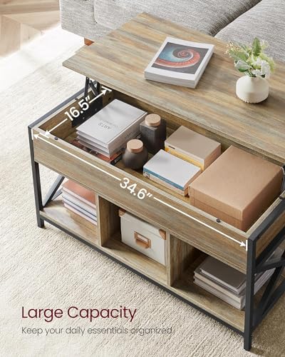 Lift Top Coffee Table with Storage Shelf