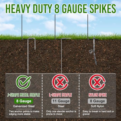 4 Inch Tall 60FT Landscape Edging with 75Pcs Metal Spikes