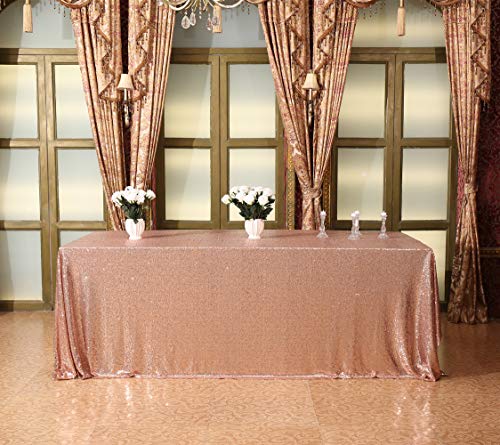 Sequin Tablecloth 90x156 Inch Rose Gold for Wedding Party