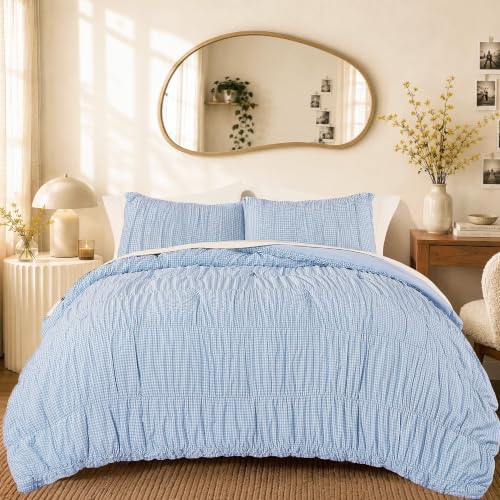 Blue Gingham Twin XL Comforter Set
