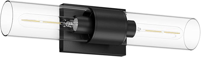 Tipace Black Bathroom Vanity Light Fixtures, Industrial Wall Sconces Clear
