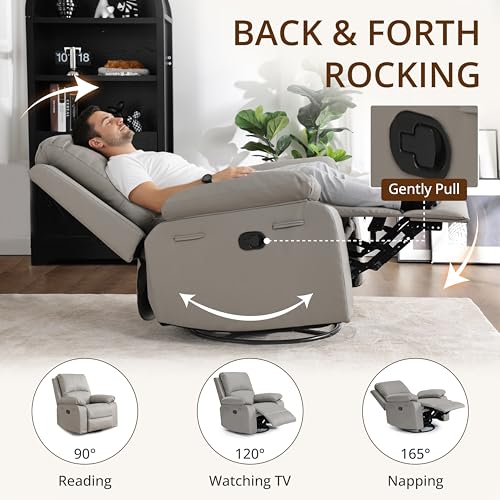 360° Swivel Rocking Leather Recliner Chair for Adults