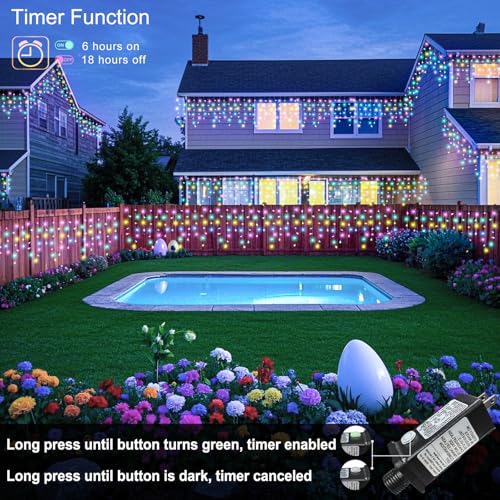 66ft 640 LED Pastel Multicolor Christmas Lights Outdoor Icicle Lights for Outside