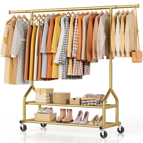 556 LBS Heavy Duty Rolling Clothes Rack