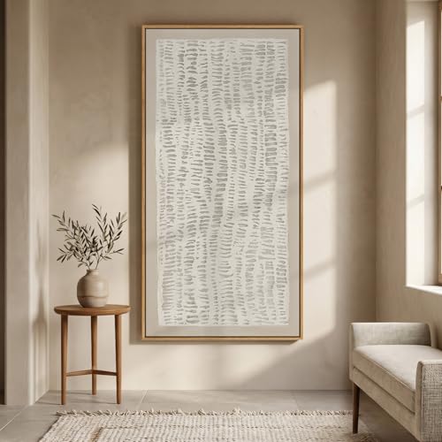 Large Framed Neutral Beige Minimalist Abstract Wall Art