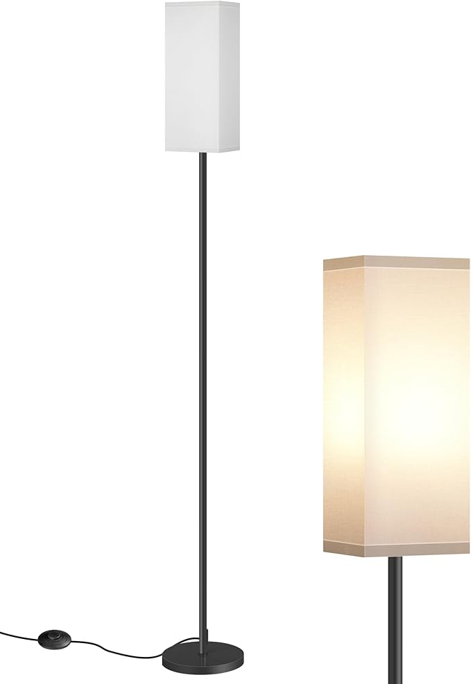 Floor Lamp, Pole Lamp with Foot Switch, Modern Standing Lamp Shade, Minimalist