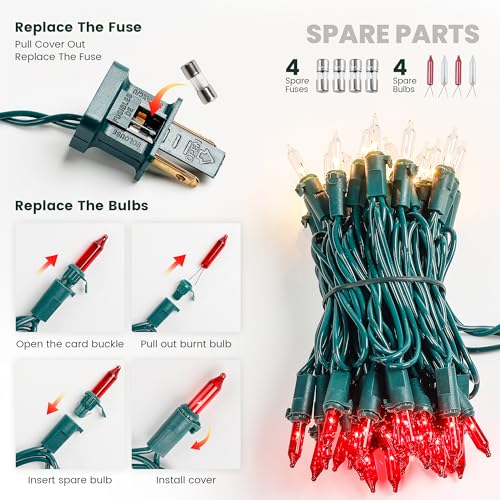 50 Count Red&Clear Christmas Lights Outdoor