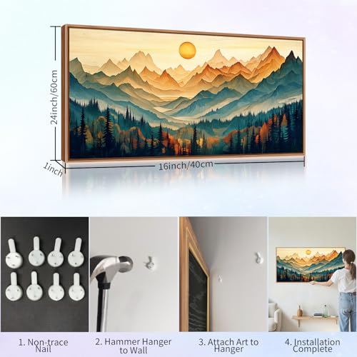 Large Mountain Framed Canvas Wall Art