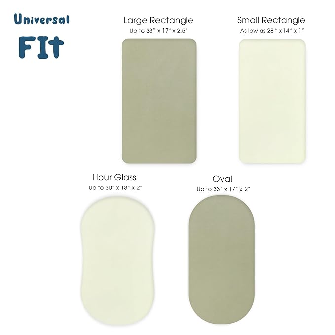 GRSSDER Stretchy Ultra Soft Fitted Bassinet Sheet 2 Pack, Universal Fit for Bassinets Baby Cradle Moses Basket Oval Rectangle Mattress Safe and Snug, Jersey Bassinet Sheets for Girls, Sage
