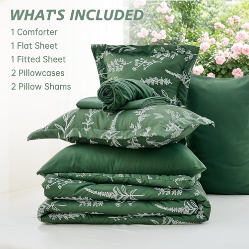 Dark Green Bed in a Bag Queen 7 Pieces