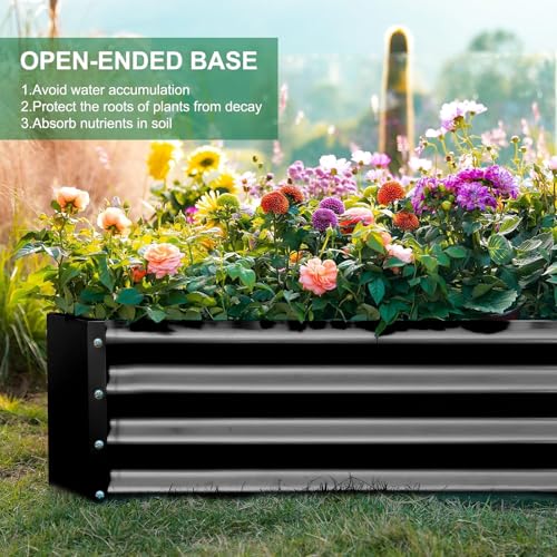 2 Pack 8×4×1ft Galvanized Metal Raised Garden Bed (2 Count)
