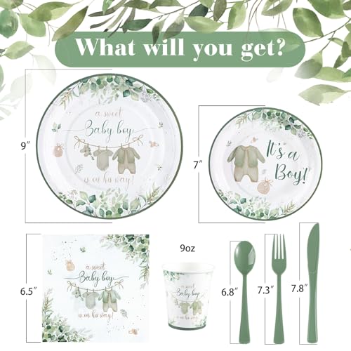 Sage Green Baby Shower Decorations Boy (168 Count)