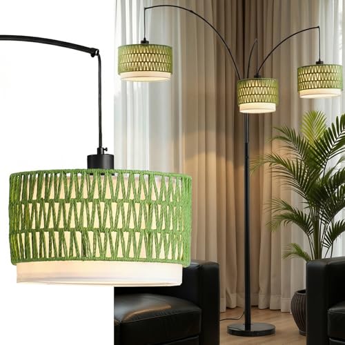 80'' Rattan Arc Floor Lamp for Living Room