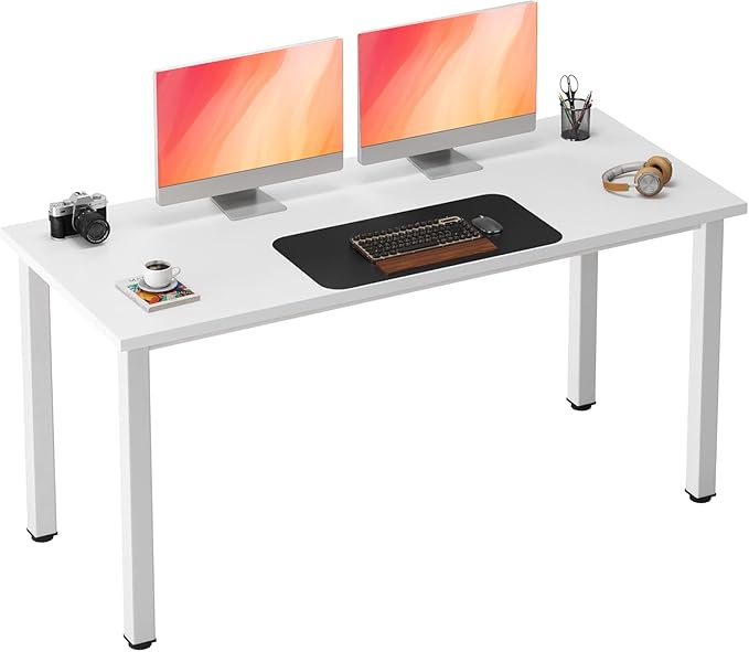 Need Office Computer Desk 54 Inches Modern Simple Heavy Duty Working Study Table,PC Writing Table,Home Office Writing Desk Perfect for Training/Card/Meeting White&White AC3WW(138 * 60)