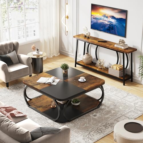 Square Coffee Table with 2 Tiers