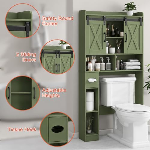 Over The Toilet Storage Cabinet with Sliding Doors