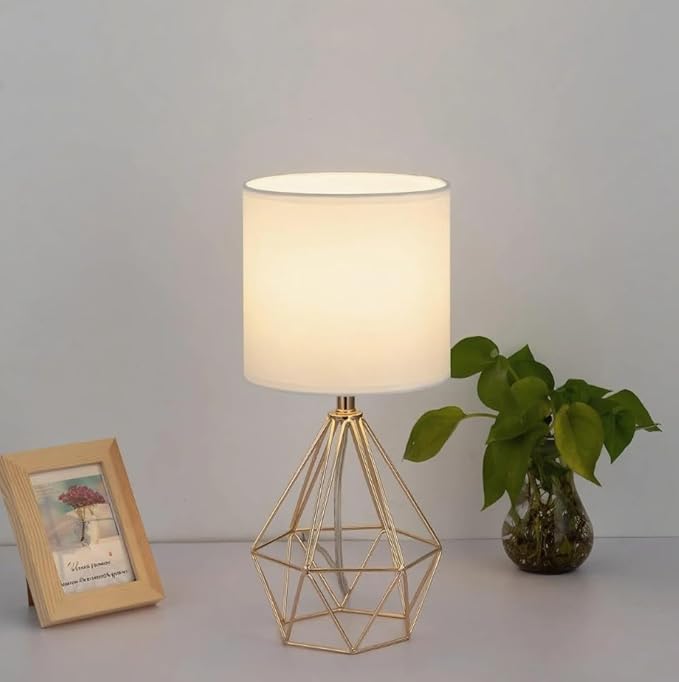 COTULIN Gold Modern Hollow Out Base Bedroom Small Table Lamp, Bedside