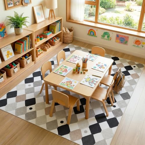 6x9 Washable Kids Rug Classroom Rug Playroom Mat Marble (54 Sq Ft)