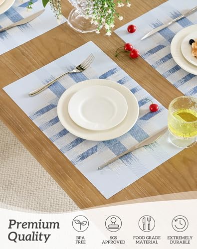 Geometric Print Blue Placemats Set of 6 (2.83 Count)