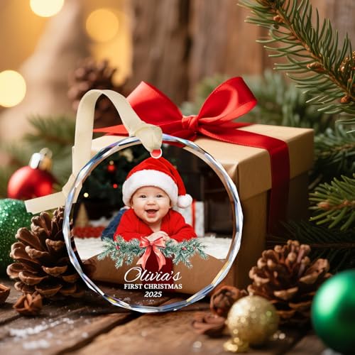 Baby's First Christmas Ornament Personalized Ornaments with Photo & Name