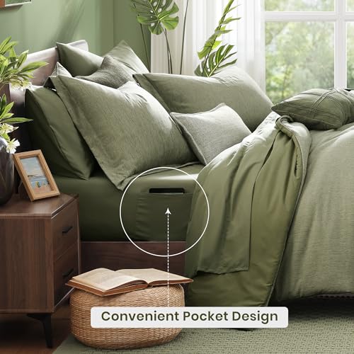 Twin XL Comforter Set Sage Green Bed in a Bag 5 Pieces for Dorm