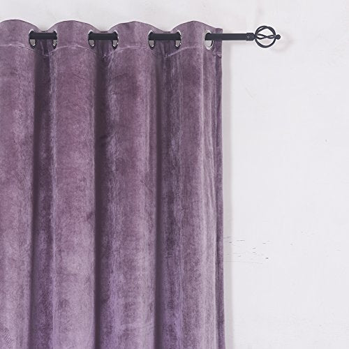 Super Soft Luxury Velvet Set of 2 Lavender Flannel Light Blocking Drapes Curtains Panel Drapes Grommet 52Wx96L inch Purplish Pink