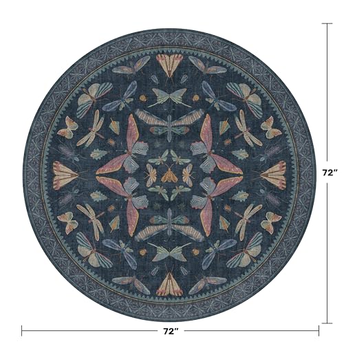 Dark Blue Vintage Playroom Round Rug 6ft (28.27 Sq Ft)